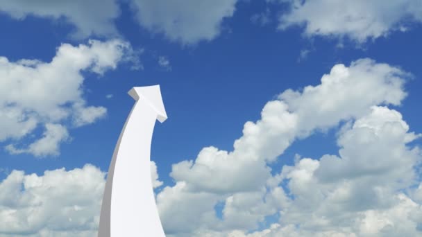 3d graph arrow rises into the clouds - Footage, Video