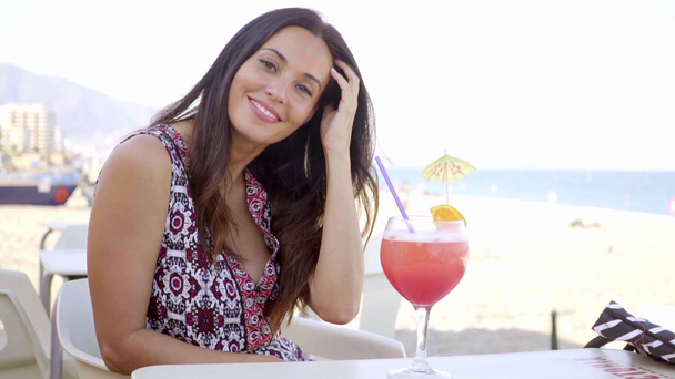 Gorgeous woman enjoying cocktail - Footage, Video