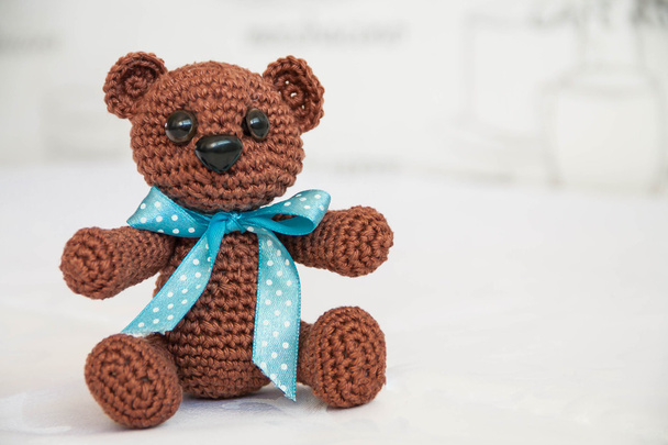 Crochet litle lovly brown bear - Photo, Image
