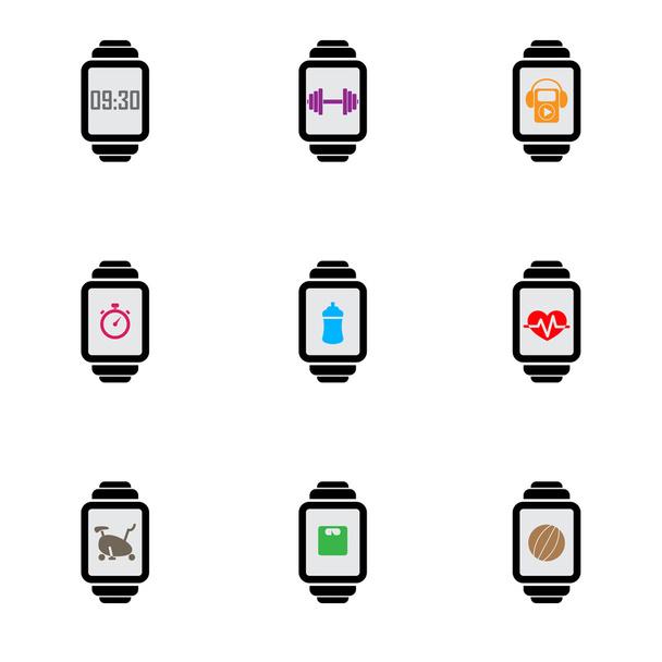 Reloj inteligente con iconos de color
 - Vector, Imagen