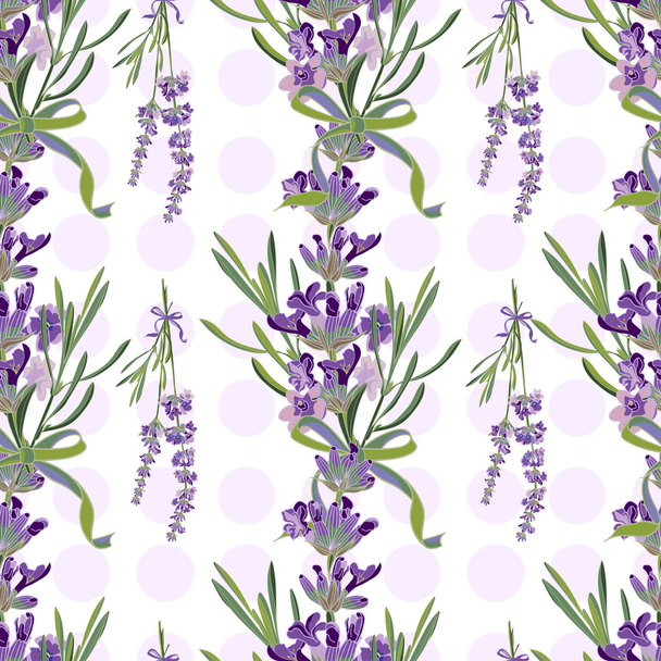 Seamless Lavender flowers background. Botanical illustration. - Vetor, Imagem