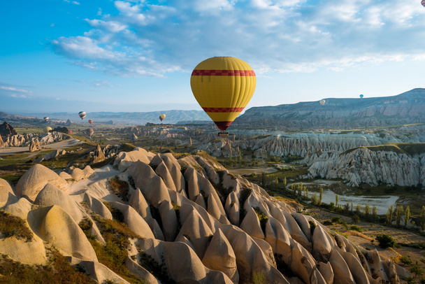 Hot air balloons flying over Cappadocia, Turkey - Photo, Image