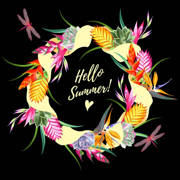 Hello summer vector card - Διάνυσμα, εικόνα