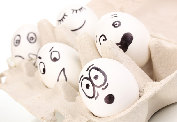 White eggs with funny faces - Valokuva, kuva