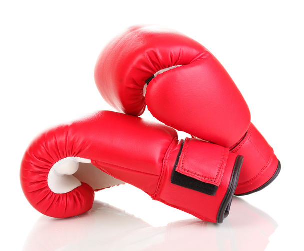 Red boxing gloves isolated on white - Φωτογραφία, εικόνα