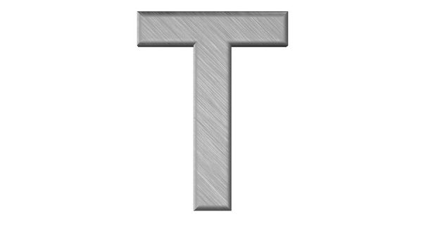 Le rendu 3D de la lettre T en métal brossé sur un iso blanc
 - Photo, image