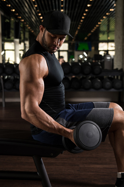 Biceps Exercise With Dumbbells - Photo, Image