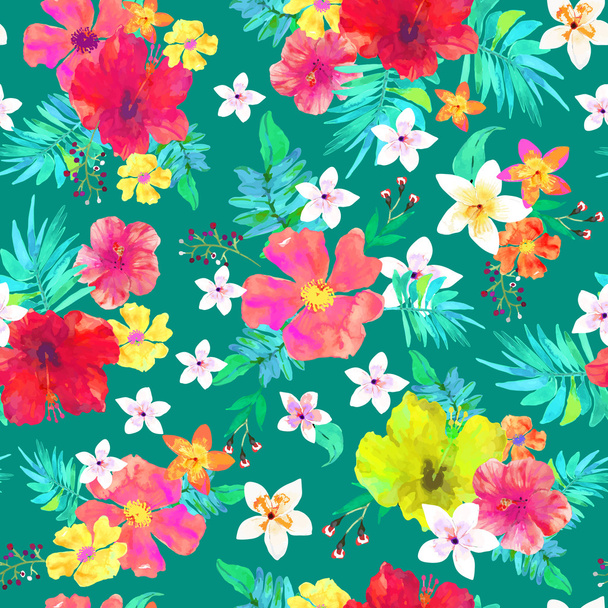 Bezešvé květinové pozadí. Tropické barevný vzor. Izolovaný - Vektor, obrázek