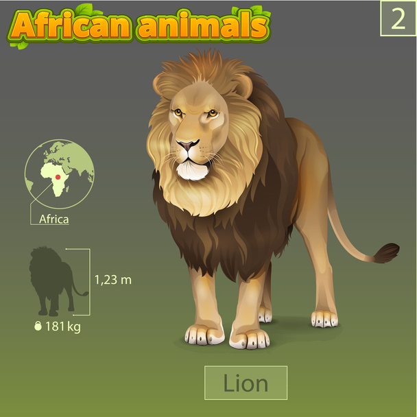 Αφρικανικό λιοντάρι με δεδομένα - Διάνυσμα, εικόνα