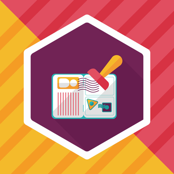 Passport icon, flat icon with long shadow - Vector, Image