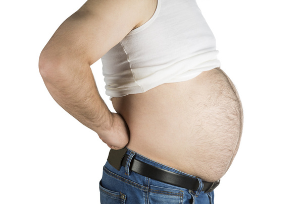 big fat belly on white background - 写真・画像