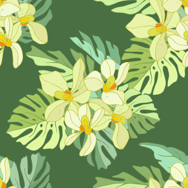 Seamless pattern of exotic flowers. - Διάνυσμα, εικόνα