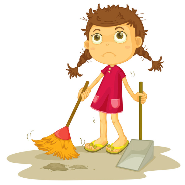 girl cleaning floor - Vector, Image