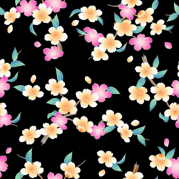 Japanese style cherry blossom pattern - Wektor, obraz