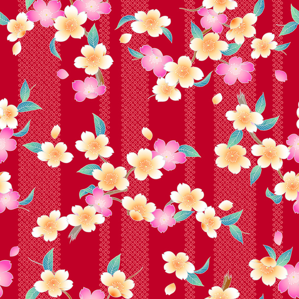 Japanese style cherry blossom pattern - Vector, Imagen