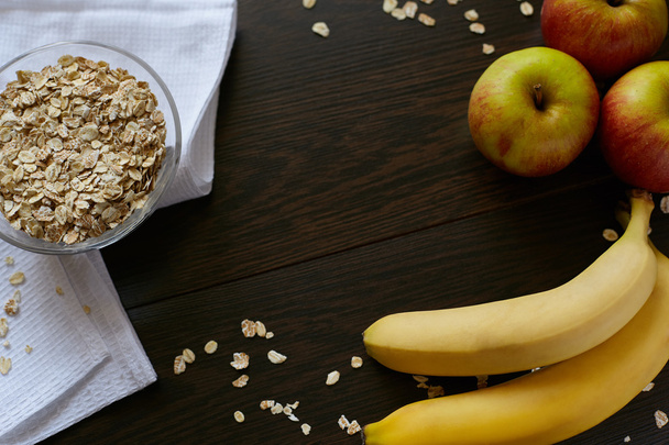 healthy breakfast of oatmeal and fruit - Photo, Image