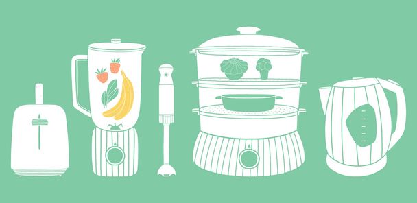 Blender kitchen appliance kawaii cute cartoon, Stock vector
