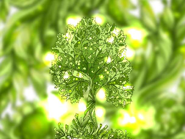vzdušné ručně tažené zelené doodle - Vektor, obrázek