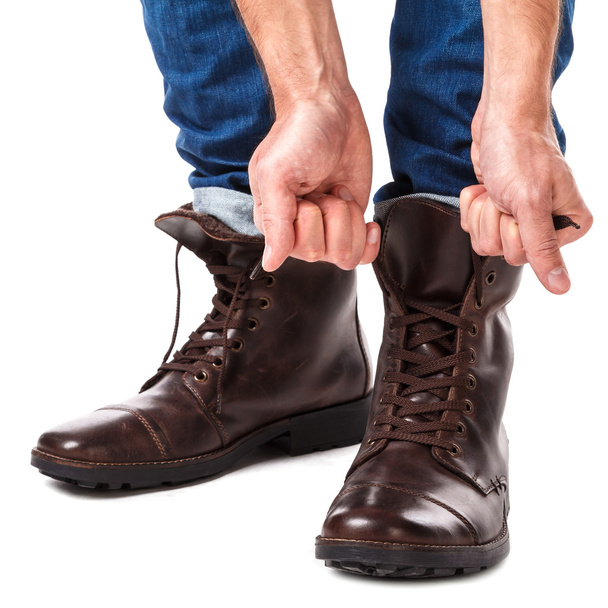 Man lacing shoes - Foto, Bild