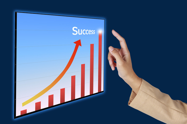 Hands of businesswoman touch the virtual graph of success point - Photo, Image