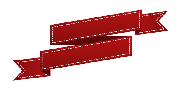 Ruban rouge brodé isolé sur blanc. Peut être utilisé pour bannière, prix, vente, icône, logo, étiquette, etc. Illustration vectorielle
 - Vecteur, image