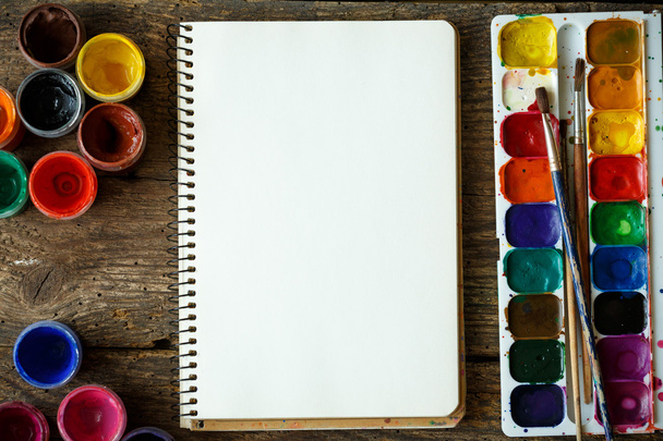 Набор для рисования: бумага, кисти, краски, акварель, акриловая краска
  - Фото, изображение