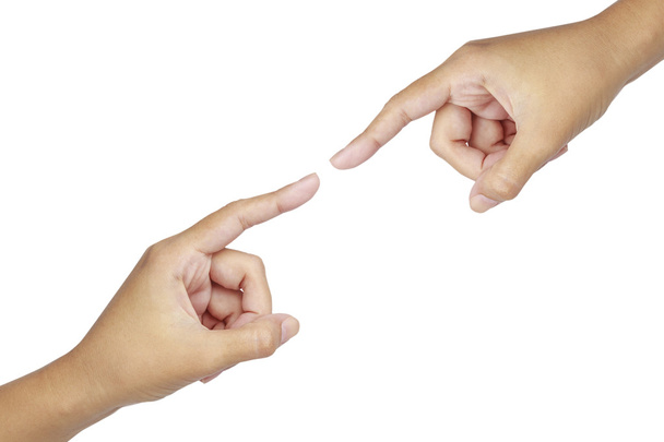 Dos manos conectando qué dedo
 - Foto, imagen