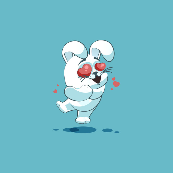isolado personagem Emoji desenhos animados Lebre branca no amor voando com corações autocolante emoticon
 - Vetor, Imagem