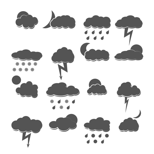 Иконки погоды, векторная иллюстрация. - Вектор,изображение