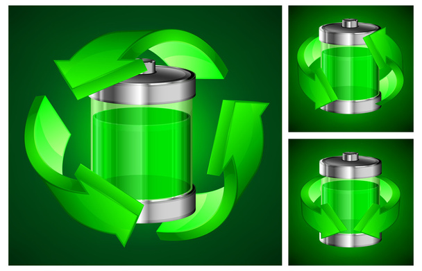 Battery recycling concept on green - Vetor, Imagem