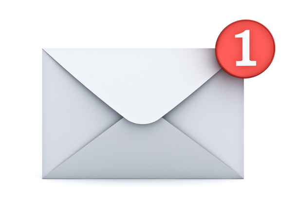 E mail ένα νέο μήνυμα ηλεκτρονικού ταχυδρομείου ειδοποίησης στην έννοια "Εισερχόμενα" απομονωθεί σε λευκό φόντο με σκιά - Φωτογραφία, εικόνα