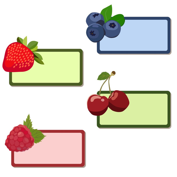 Labels with berries - Vector, afbeelding