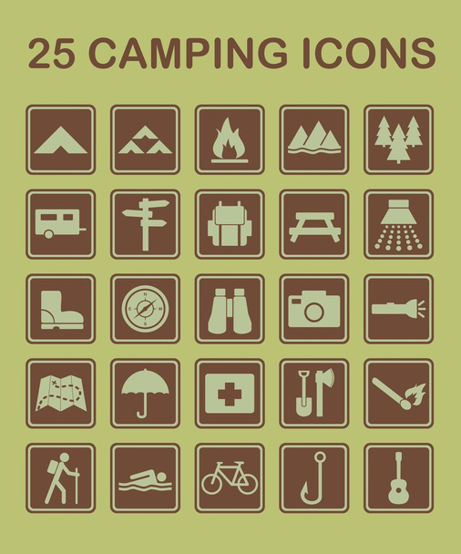 25 Kemping ikony - Wektor, obraz