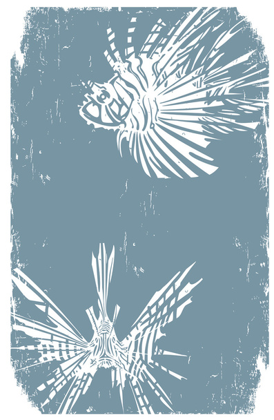 Two Distressed Hipster LionFish - Vector, Image