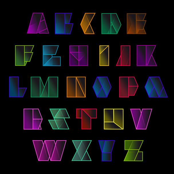 multicolor low poly style alphabet letters isolated  - Vettoriali, immagini