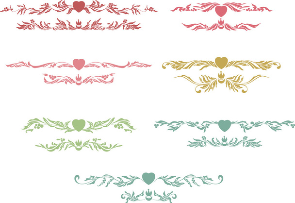 Heart and crown art stamp design set - Vector, afbeelding