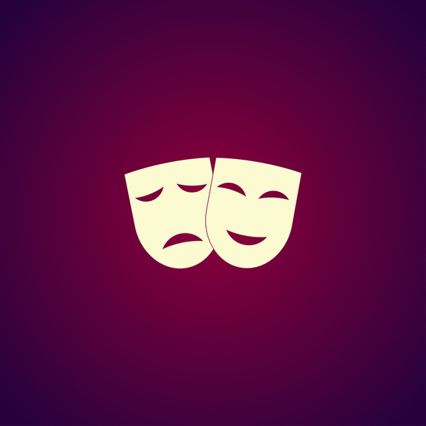mutlu ve hüzünlü maskeleri ile tiyatro simgesi. - Vektör, Görsel