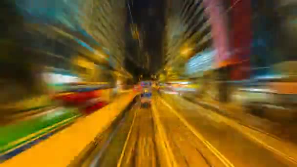 Času zanikla tramvaj Fast Speed hnutí v město Hong Kong (reverzní, smyčka) - Záběry, video