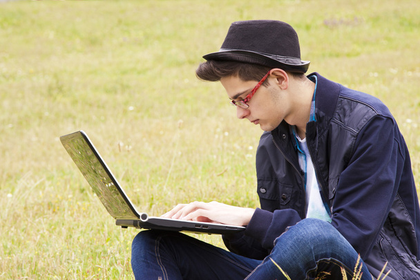 boy with laptop - Photo, Image