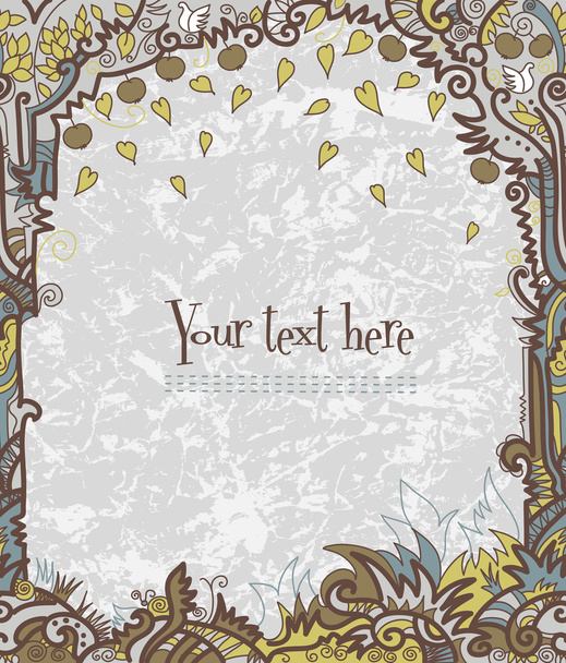 Frame with decorative hand drawn tree - Vector, Imagen