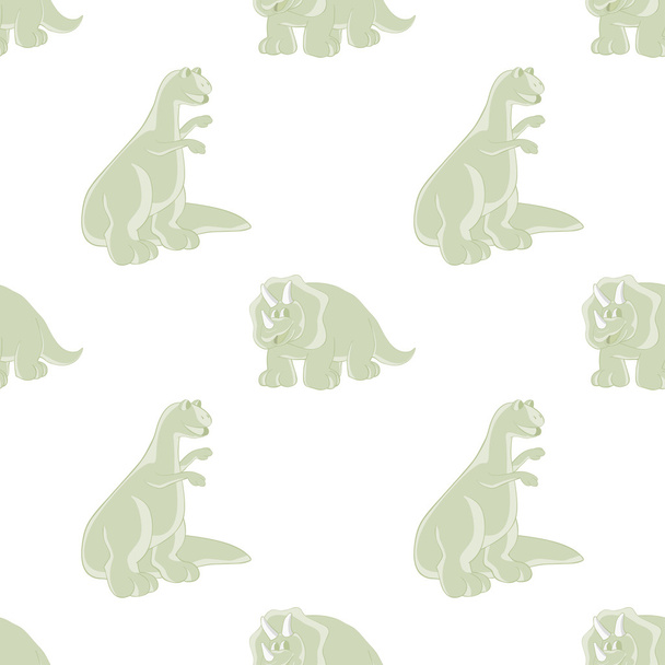 Funny dinosaur. Seamless background - Vector, Image