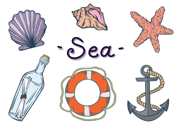 Color set on the marine theme. - Vector, Image