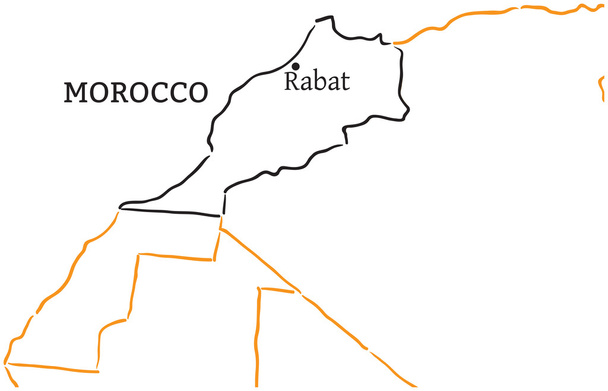 Moroco handgetekende schets kaart - Vector, afbeelding