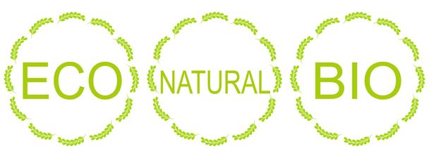 Set of labels for organic, natural, eco or bio products - Vektori, kuva