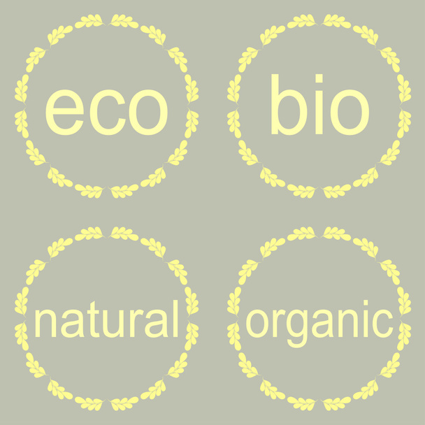 Organic natural bio and eco icons set - Vector, Image