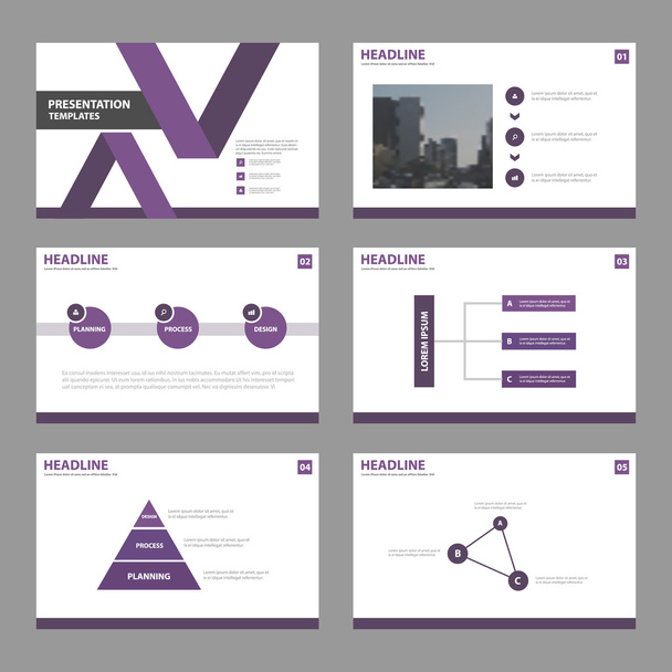 Фіолетовий Абстрактні багатоцільові шаблони презентації, Шаблон інфографічних елементів плоский дизайн набір для брошури листівки маркетингу рекламний банер шаблон
 - Вектор, зображення