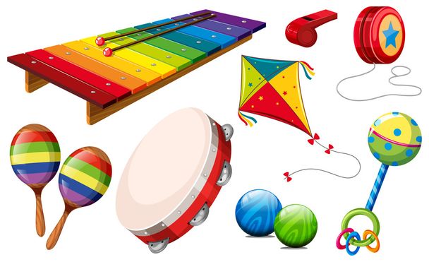 Different kind of musical instruments and toys - Vector, Image
