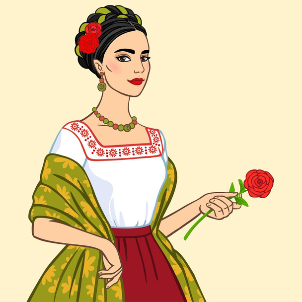 Portrait of the woman in ancient clothes - Vector, Imagen