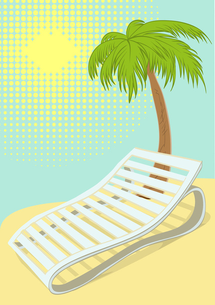 A tropical beach palm fa alatt szolárium - Vektor, kép