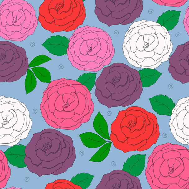 Seamless pattern with hand-drawn roses - Vector, Image